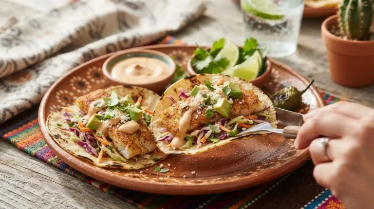 Easy Cod Fish Tacos with Cabbage Slaw